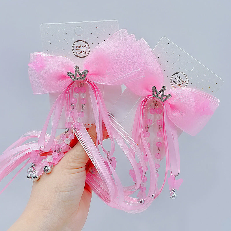 girl's fairy style princess bow knot cloth hair clip