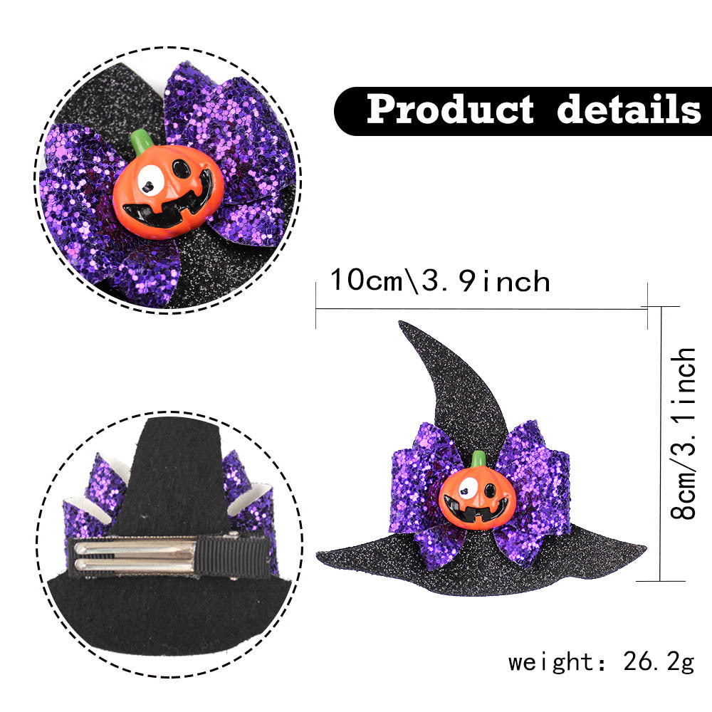 Girl'S IG Style Cool Style Pumpkin Spider Bow Knot Cloth Sequins Hair Clip