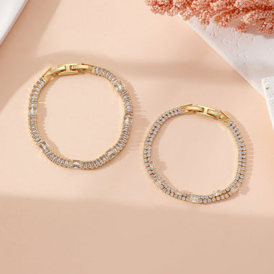 Copper Plating Inlay Geometric Zircon Bracelets