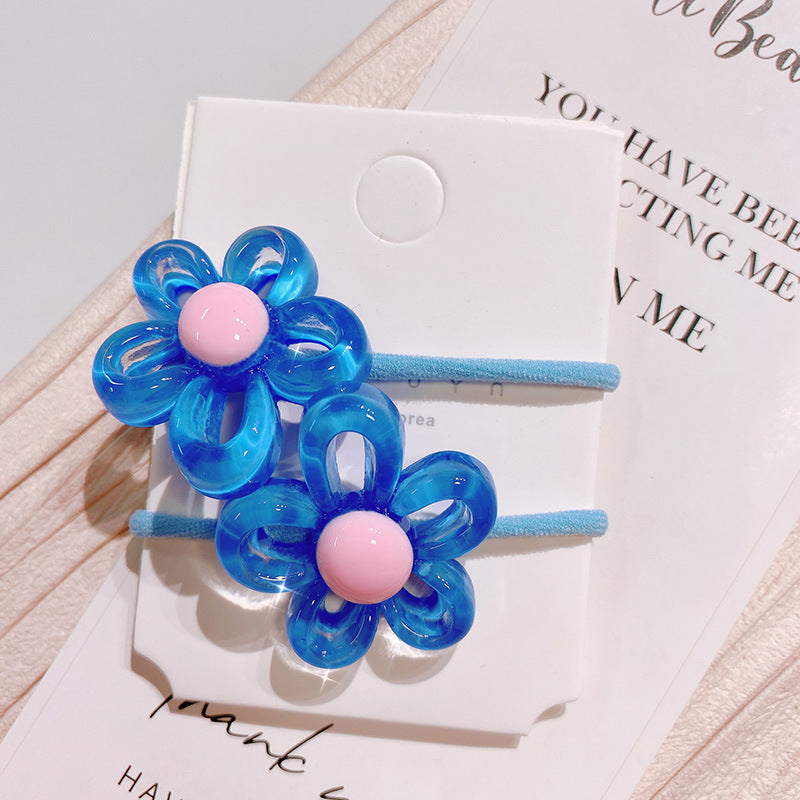 fashion flower mixed materials handmade hair tie 1 pair