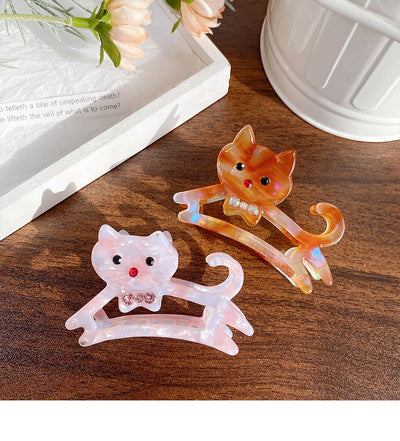 New Cute Cat Acetate Hollow out Grip Sweet Gentle and  Elegant Hair Clip Personalized Hair Accessories Headdress for Women
