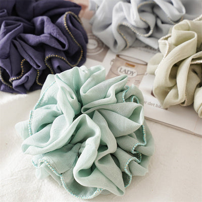 simple style solid color ruffles cloth pleated hair tie 1 piece