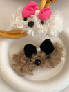 Women's Cute Dog Bow Knot Shearling Hair Clip