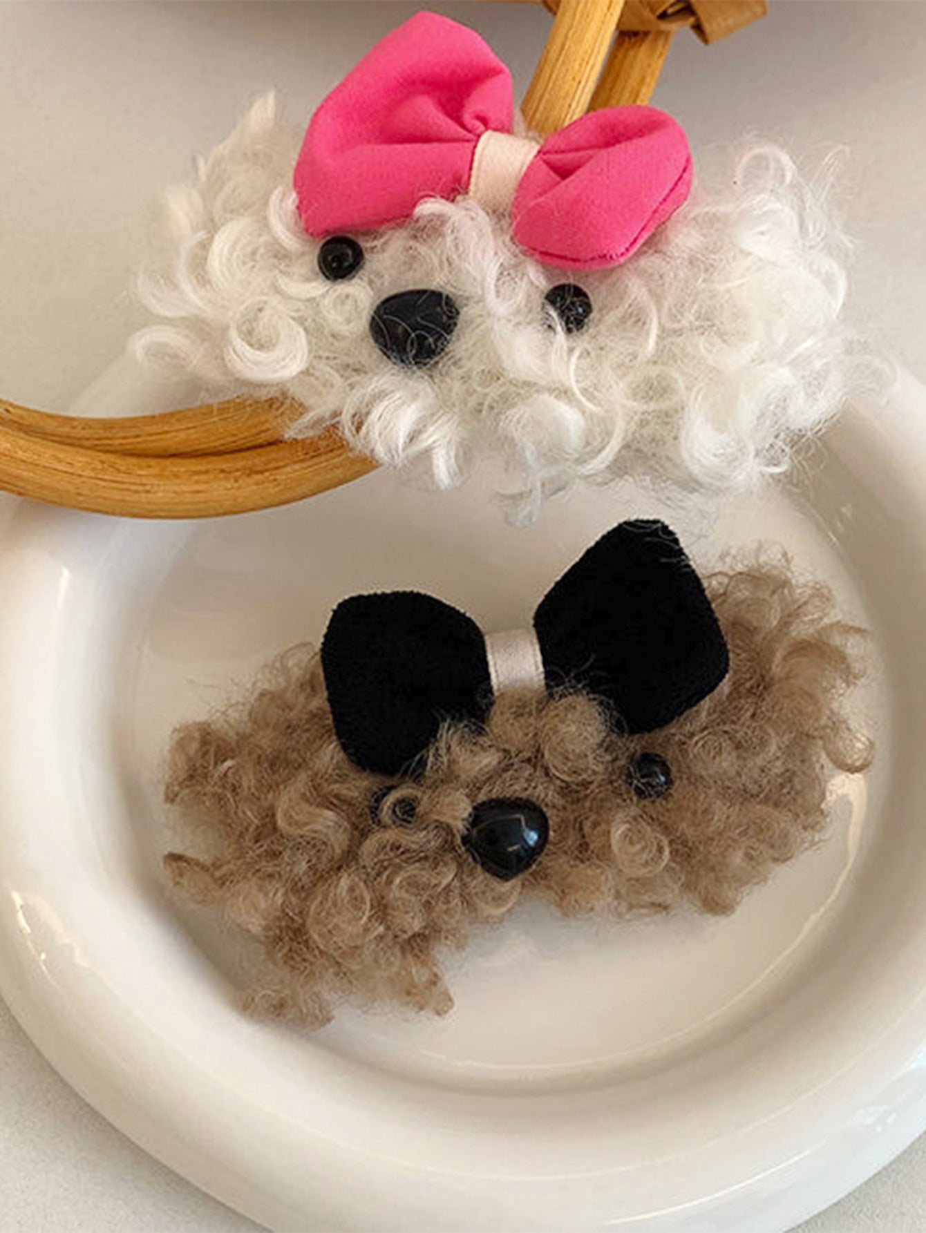 Women's Cute Dog Bow Knot Shearling Hair Clip