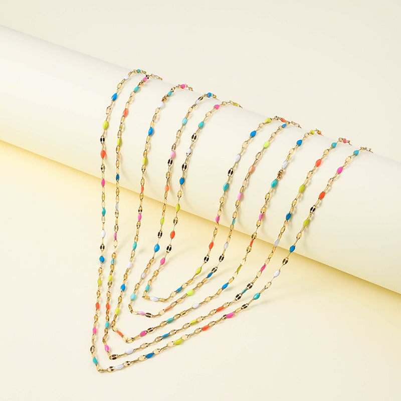 Jewelry Pastoral Simple Style Geometric 304 Stainless Steel Enamel Bracelets Anklet