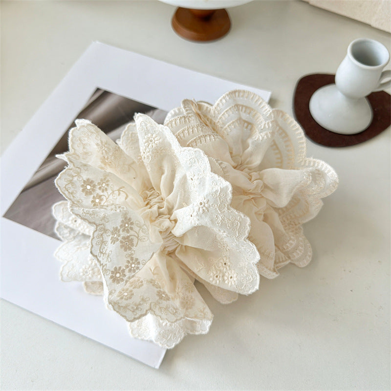 Super Fairy Internet Hot New Lace Large Intestine Ring Hair Ring Graceful and Fashionable Girl Top Cuft Boutique Hairware