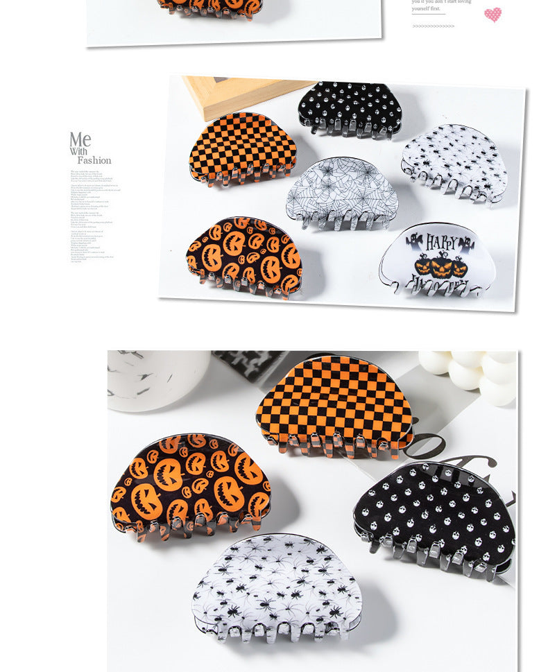 Halloween Simple Style Women's Pumpkin Lattice Spider PVC Hair Claws