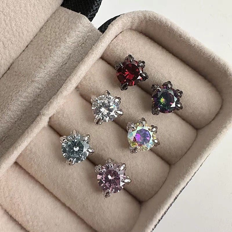 1 Piece Simple Style Geometric Titanium Steel Zircon Ear Studs