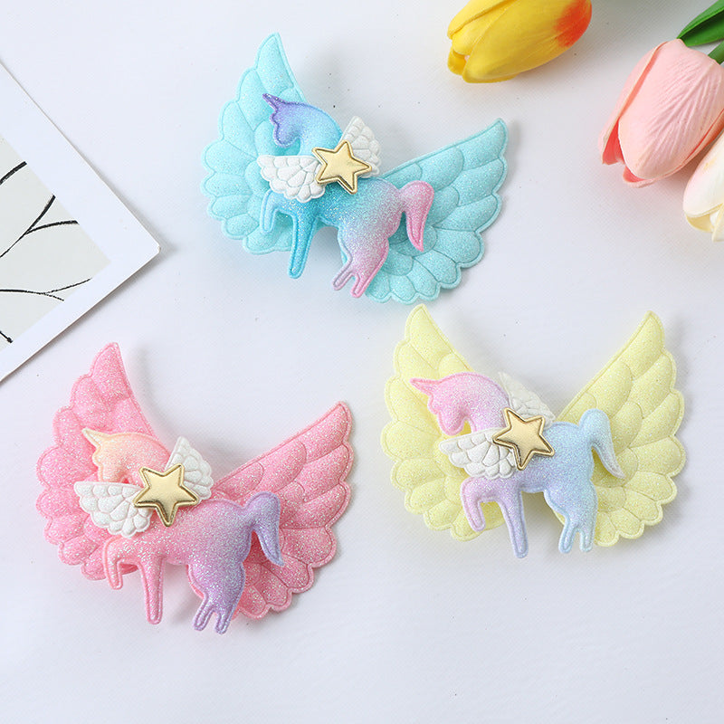 Women's Cute Star  Wings Cloth Hair Clip