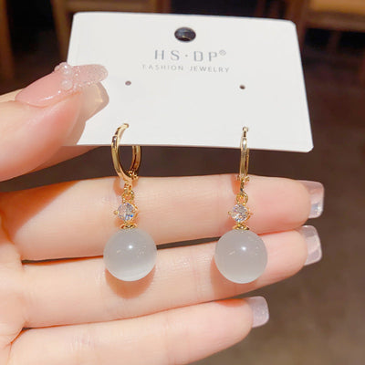 Literary and clear fashion opal earrings