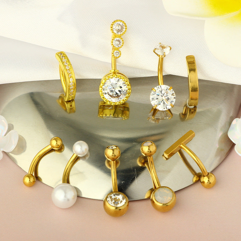 1 Piece 1 Set Belly Rings Simple Style Geometric Heart Shape 316 Stainless Steel  Plating