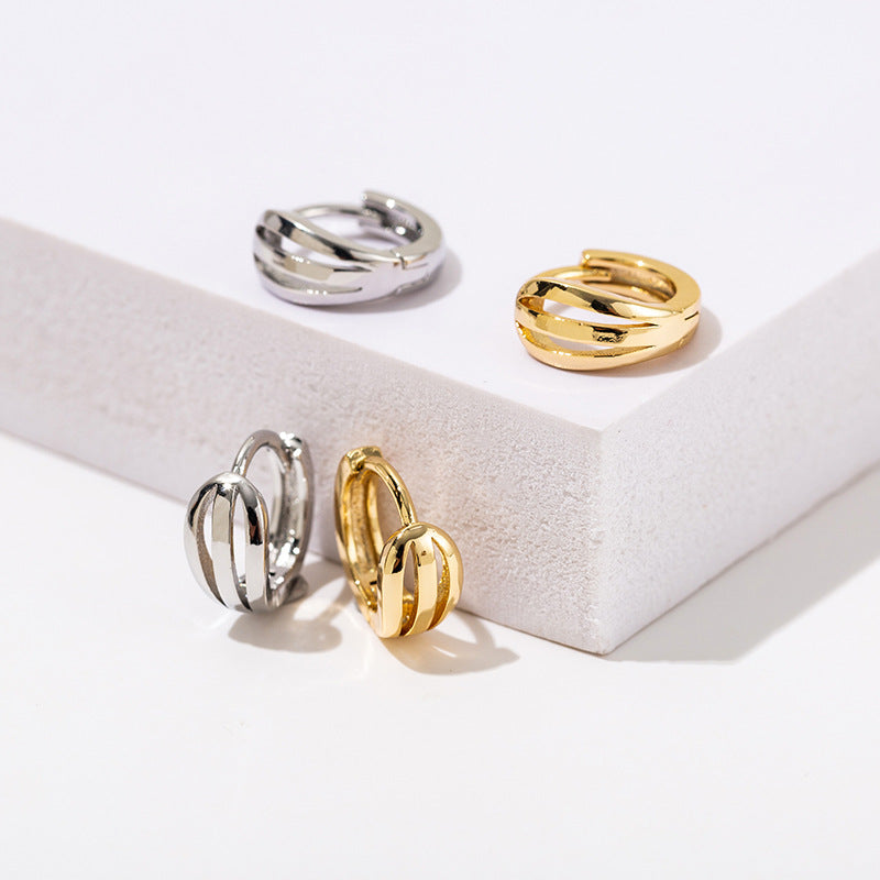 1 Pair Lady Geometric Copper 18K Gold Plated Earrings