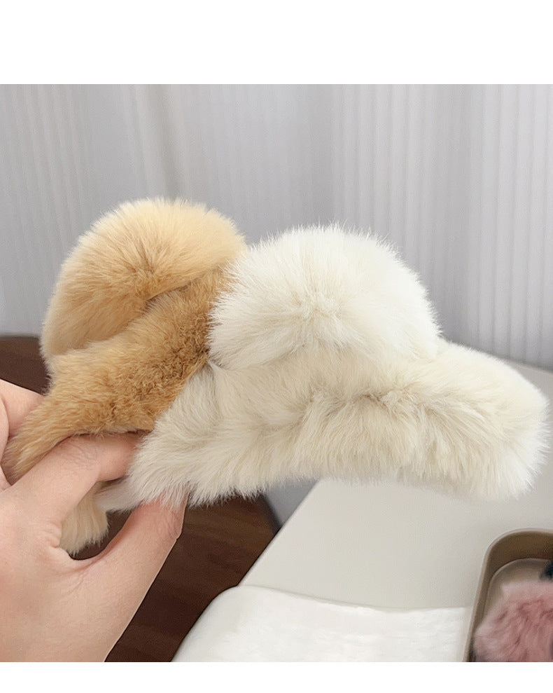 Women's Simple Style Solid Color rabbit fur Hair Claws