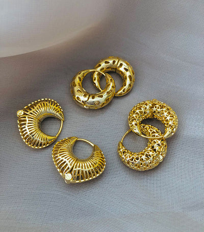 1 Pair Streetwear Star Copper 18K Gold Plated Earrings