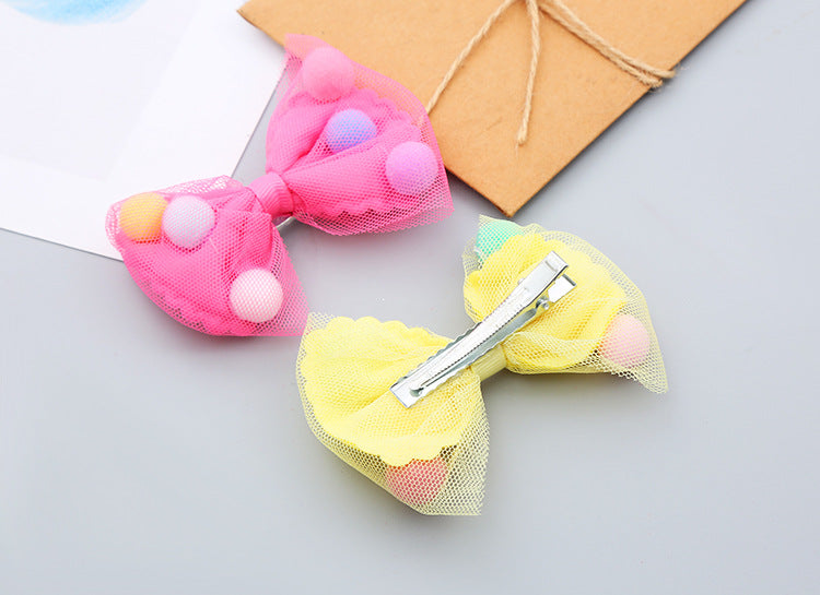 girl's sweet bow knot cloth gauze hair clip