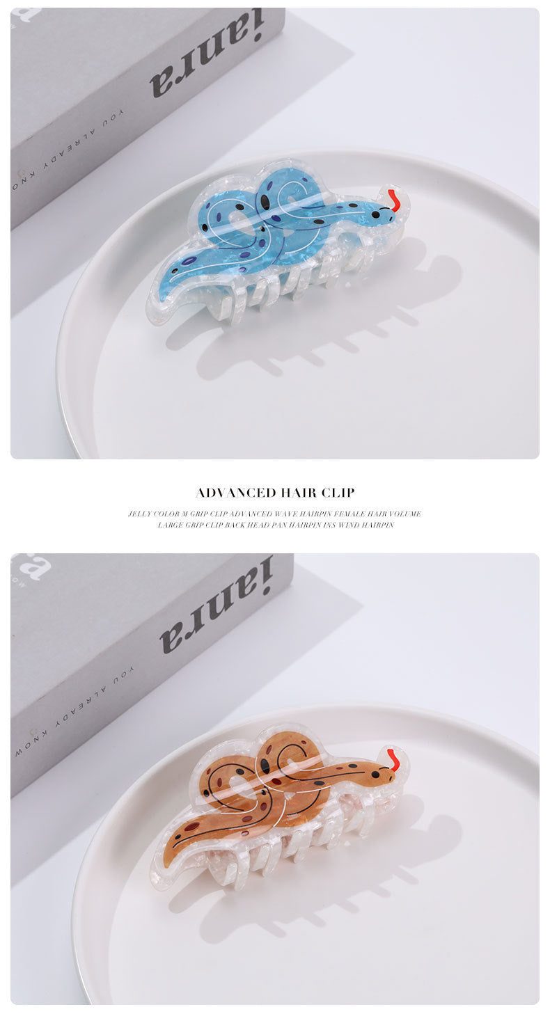 Women's Cute Simple Style Snake Acetic acid sheets Hair Claws