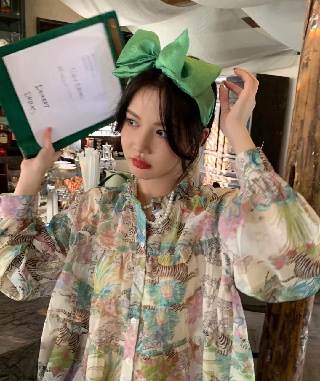 fashion bow knot gauze pleated hair band 1 piece