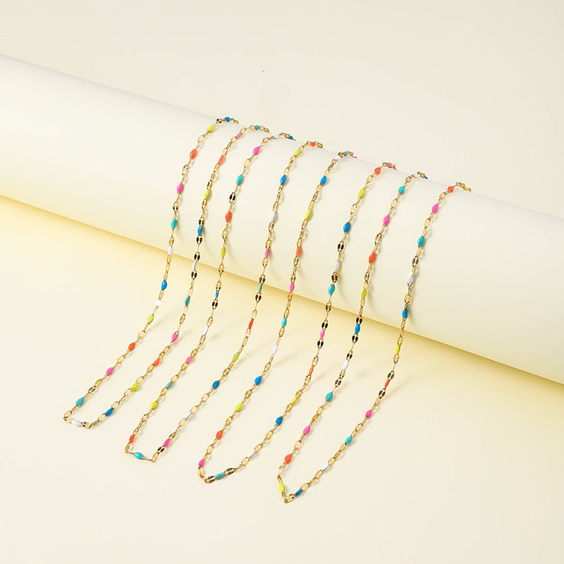 Jewelry Pastoral Simple Style Geometric 304 Stainless Steel Enamel Bracelets Anklet