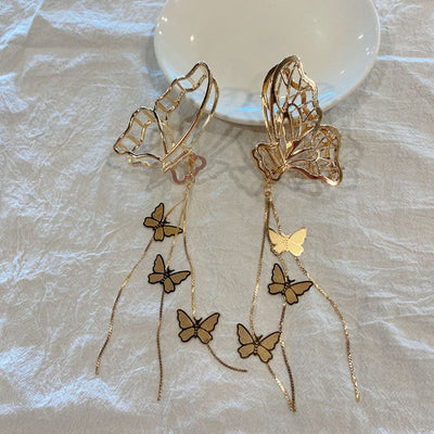 retro butterfly metal pendant tassel hair clip