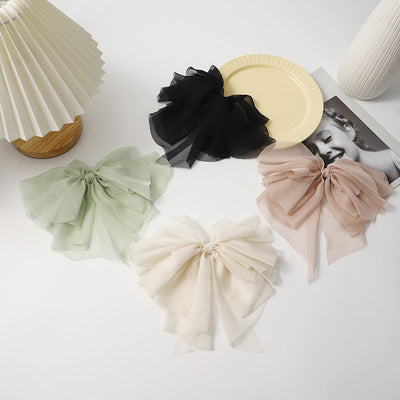 simple style bow knot polyester patchwork hair clip