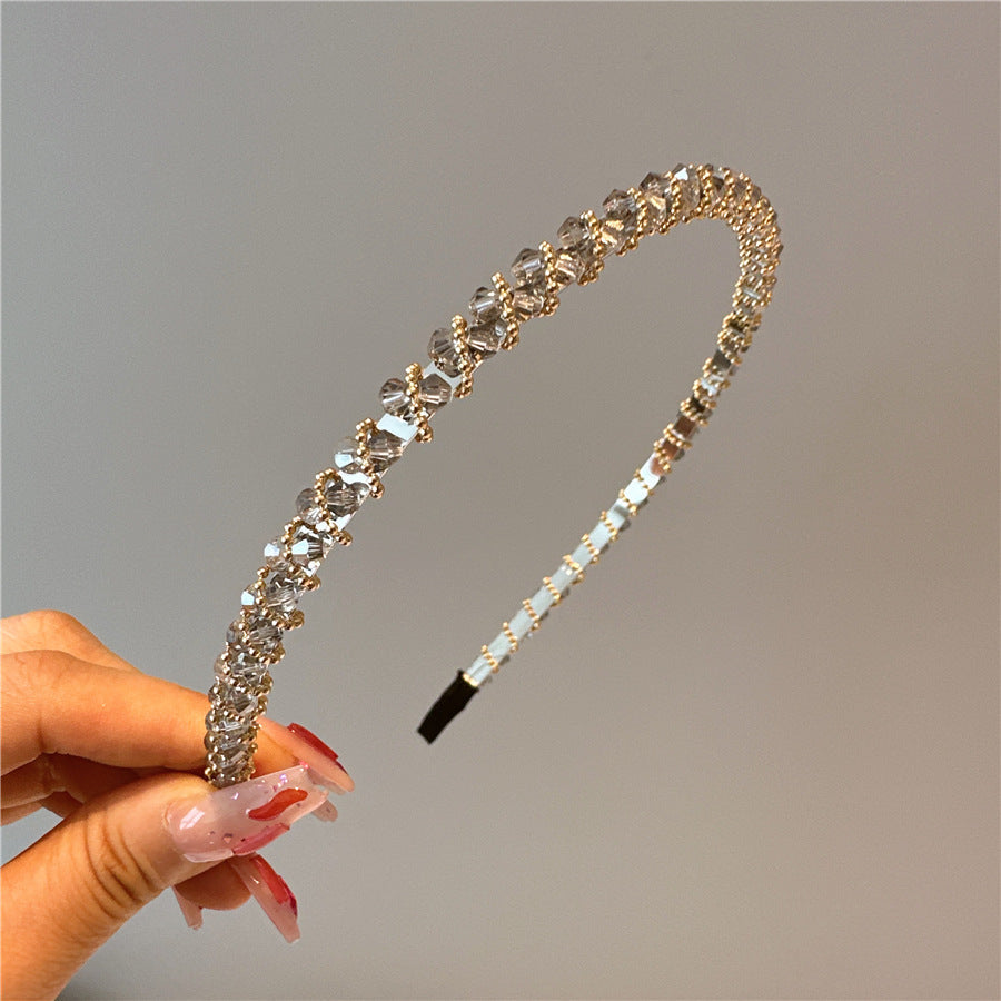Women's Simple Style Solid Color Artificial Crystal Diamond Hair Band