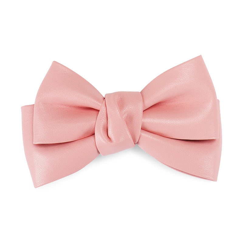 Women's Simple Style Classic Style Bow Knot Pu Leather Hair Clip