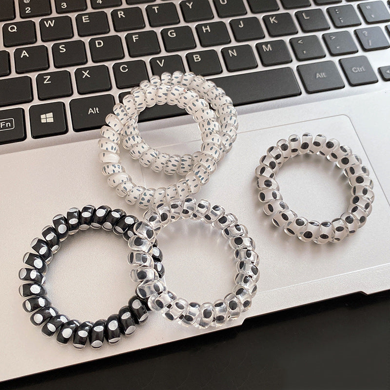 Women's Modern Style Classic Style Polka Dots Plastic Telephone Cord Hair Tie