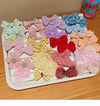 cute plaid flower bow knot cloth inlaid pearls hair tie 1 set