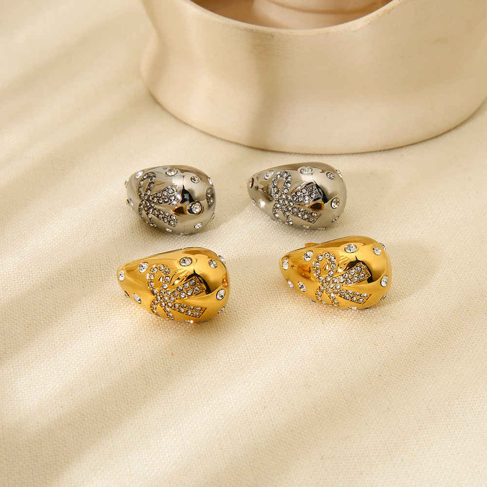 1 Pair Simple Style Commute Bow Knot Plating 304 Stainless Steel Ear Studs