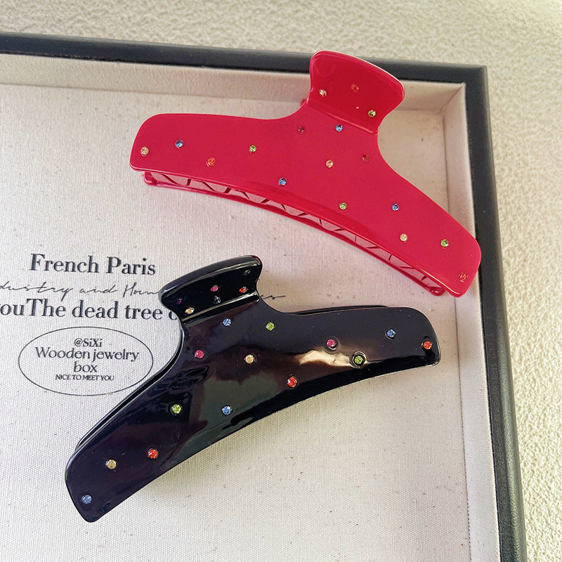 Simple Style Classic Style Solid Color Acetic acid sheets Inlay Rhinestones Hair Claws 1 Piece