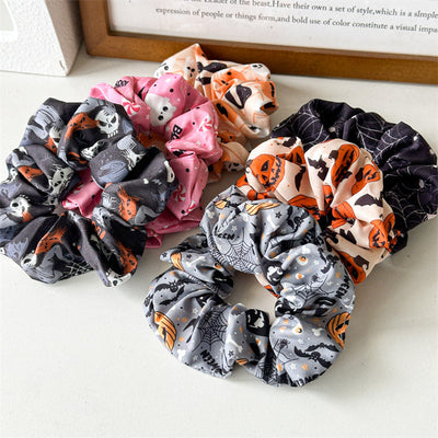 New Halloween Hair Ring  Hair Accessories Large Intestine Hair Ring  Hot Selling Product Festival Pumpkin Ghost Bat Head