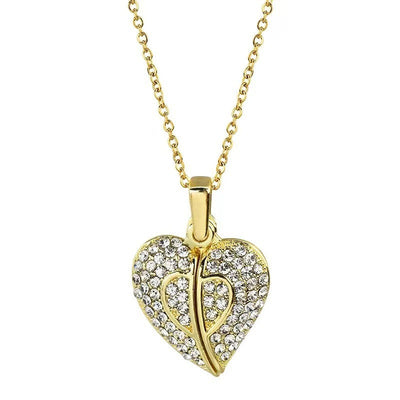 Titanium Steel Copper Plating Heart Shape Zircon Pendant Necklace