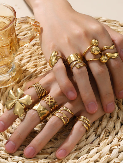 Jewelry Retro Floral 304 Stainless Steel Plating Open Rings