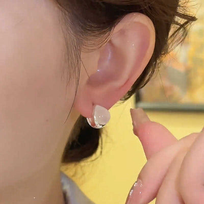 Water drop ear buckle type opal copper earrings, high-end simple versatile earrings