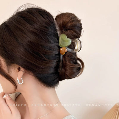 Cute love grab clip girl 2025 new popular high-end disc hair shark clip hairpin hair card headdress