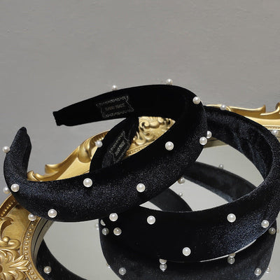 black velvet headband pearls headband retro korean headdress