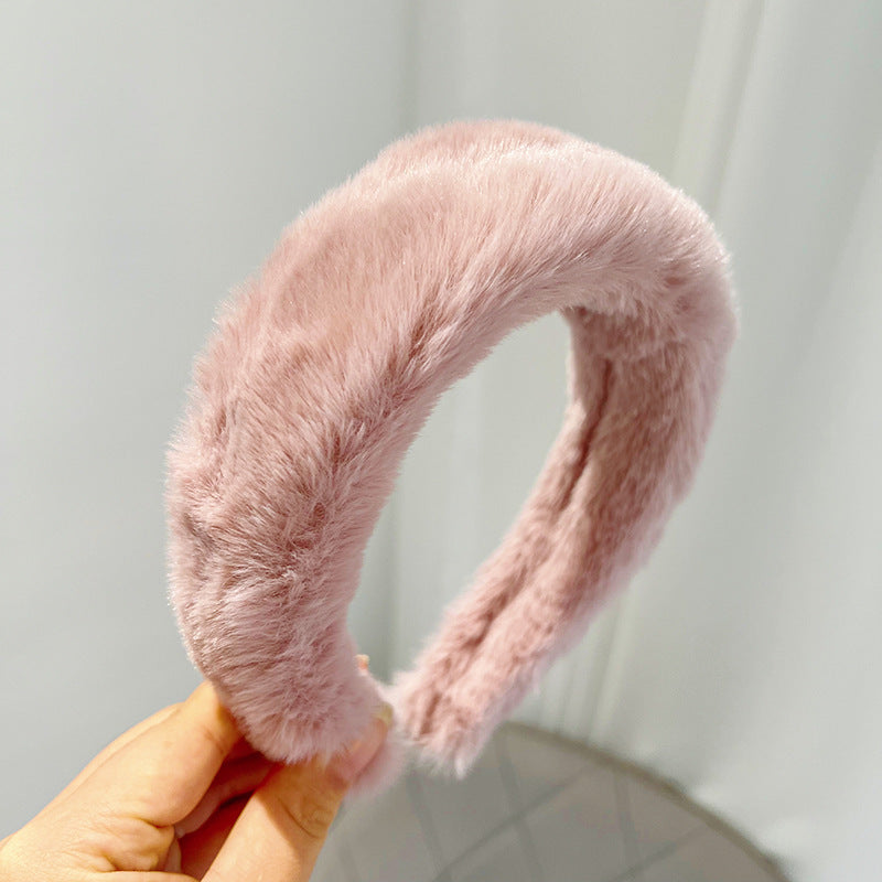 basic classic style solid color plush hair band