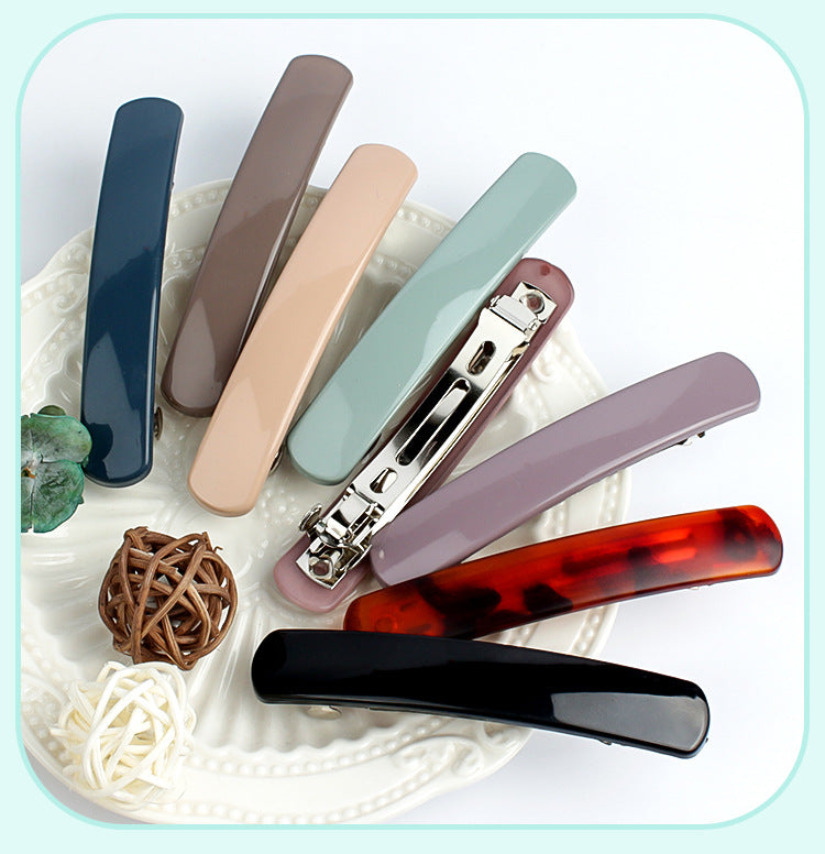 fashion solid color stainless steel plastic resin hair clip 1 piece