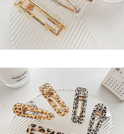 simple style leopard arylic hair clip