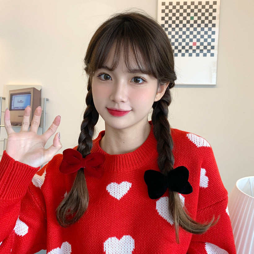 cute bow knot cloth patchwork hair clip 1 piece