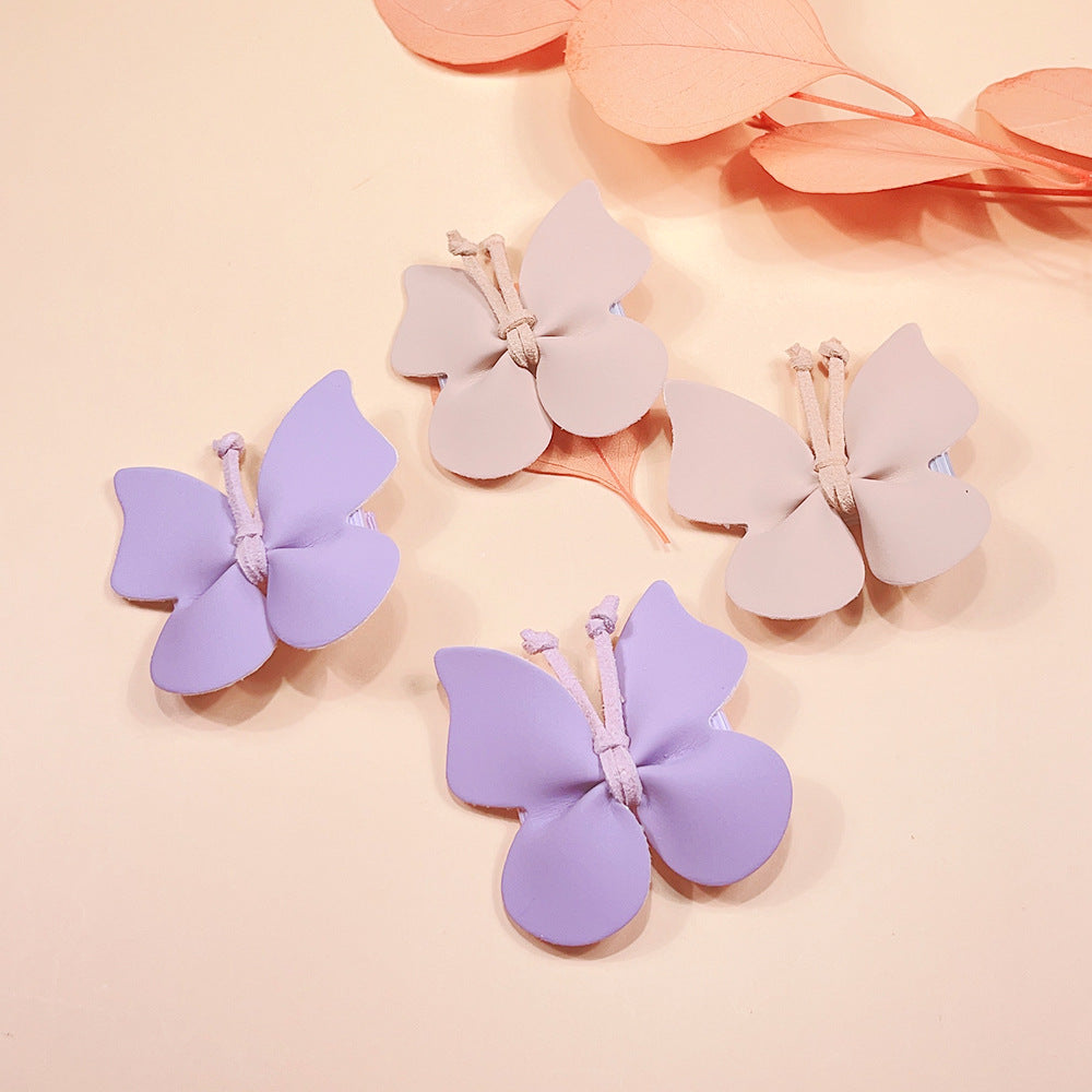 Girl'S Sweet Butterfly Pu Hair Clip