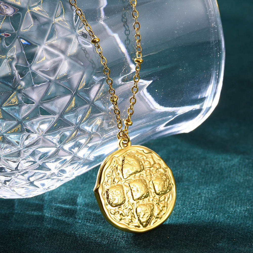 Jewelry Casual Simple Style Round Square 304 Stainless Steel 18K Gold Plated Pendant Necklace