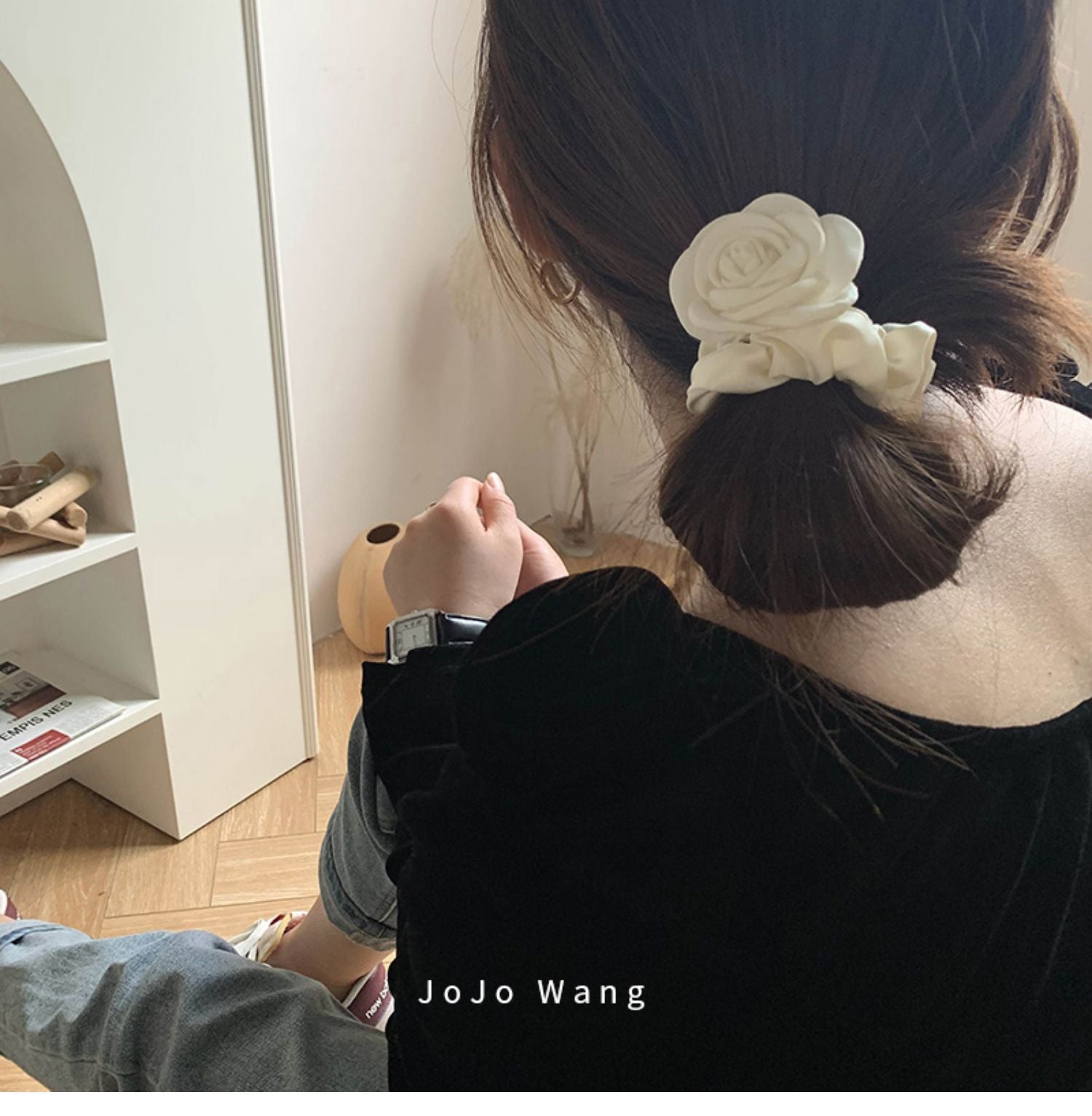 sweet flower cloth epoxy hair clip hair tie 1 piece