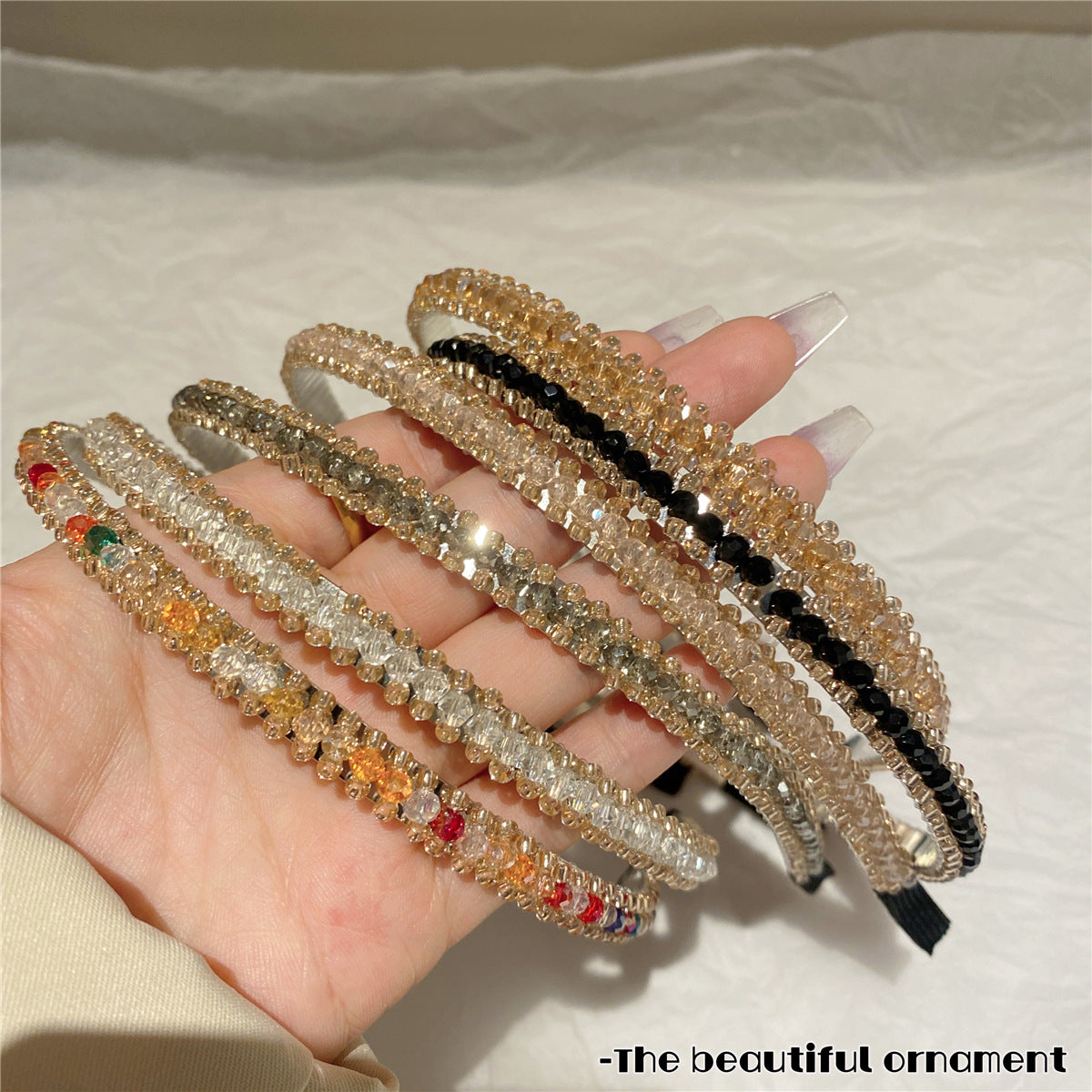 Women's Simple Style Shiny Solid Color Artificial Crystal Diamond Hair Band