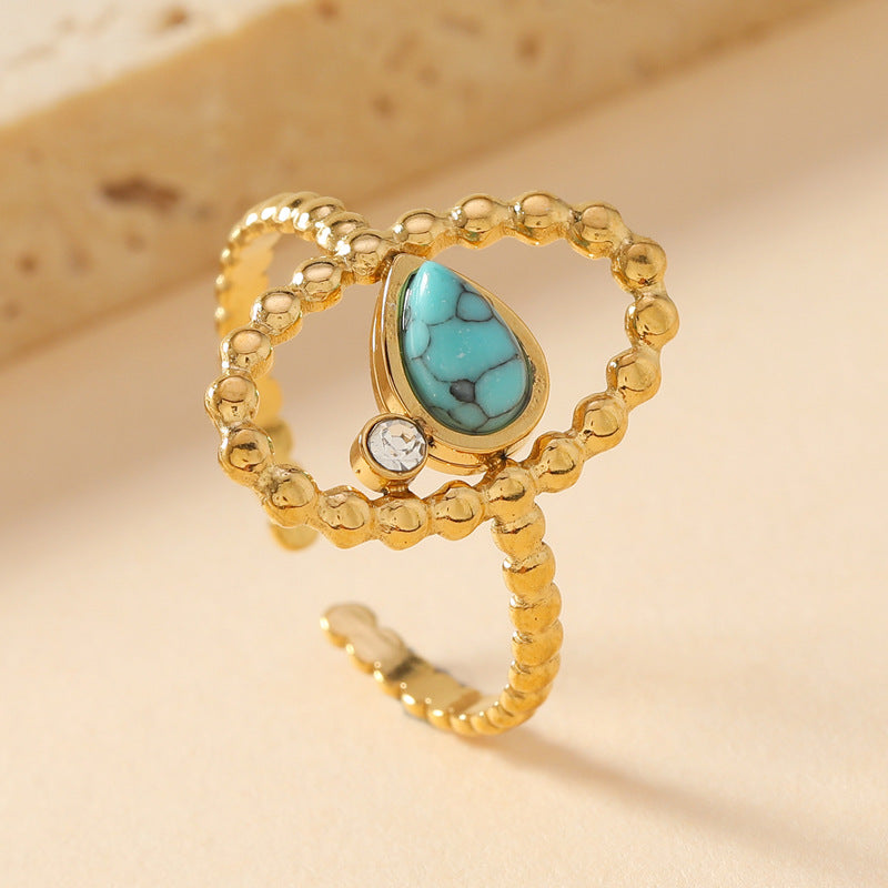 Jewelry Elegant Water Droplets Titanium Steel Open Rings