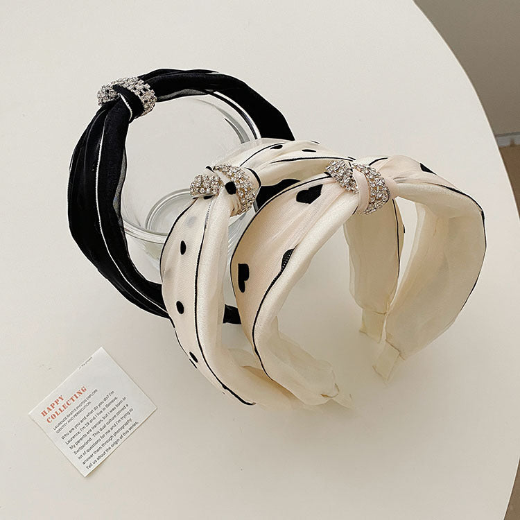 fashion heart shape cloth handmade inlay rhinestone hair band