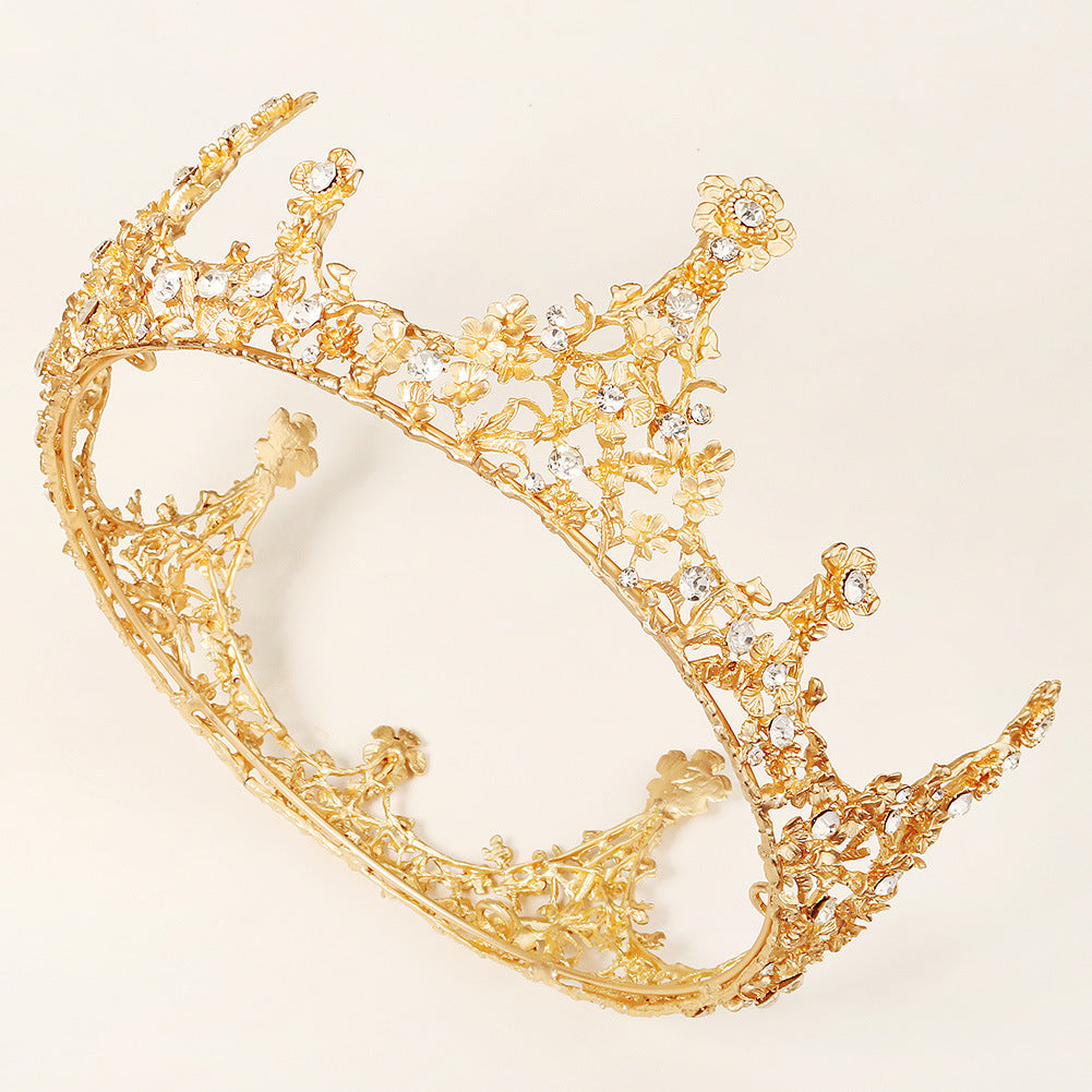 baroque creative full-round crown alloy flower bridal crown