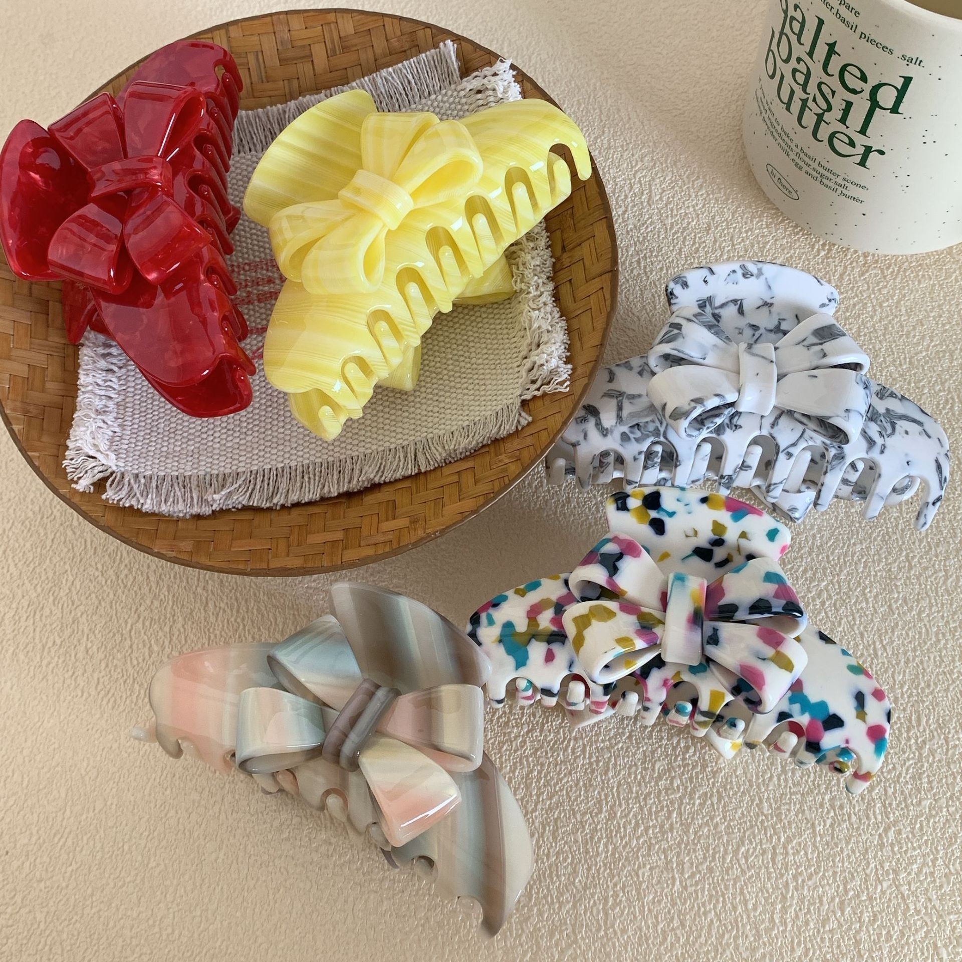 Women's Elegant Simple Style Bow Knot Acetic acid sheets Hair Claws