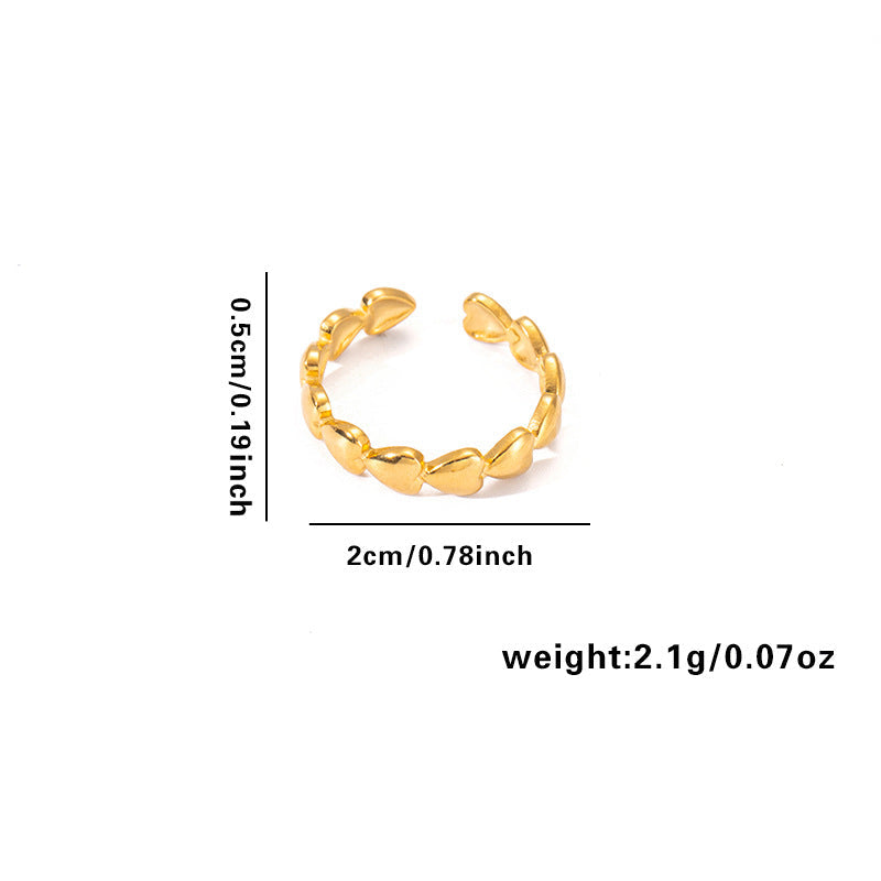 Jewelry Elegant Leaf Heart Shape Titanium Steel Open Rings