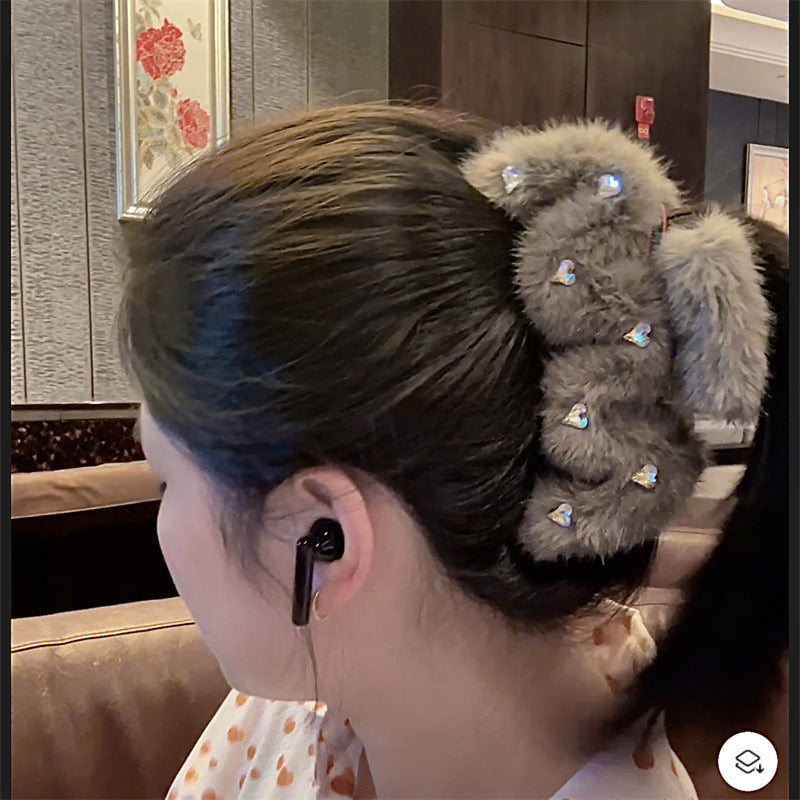 Women's Sweet Korean Style Solid Color Artificial Crystal Inlay Artificial Crystal Hair Claws